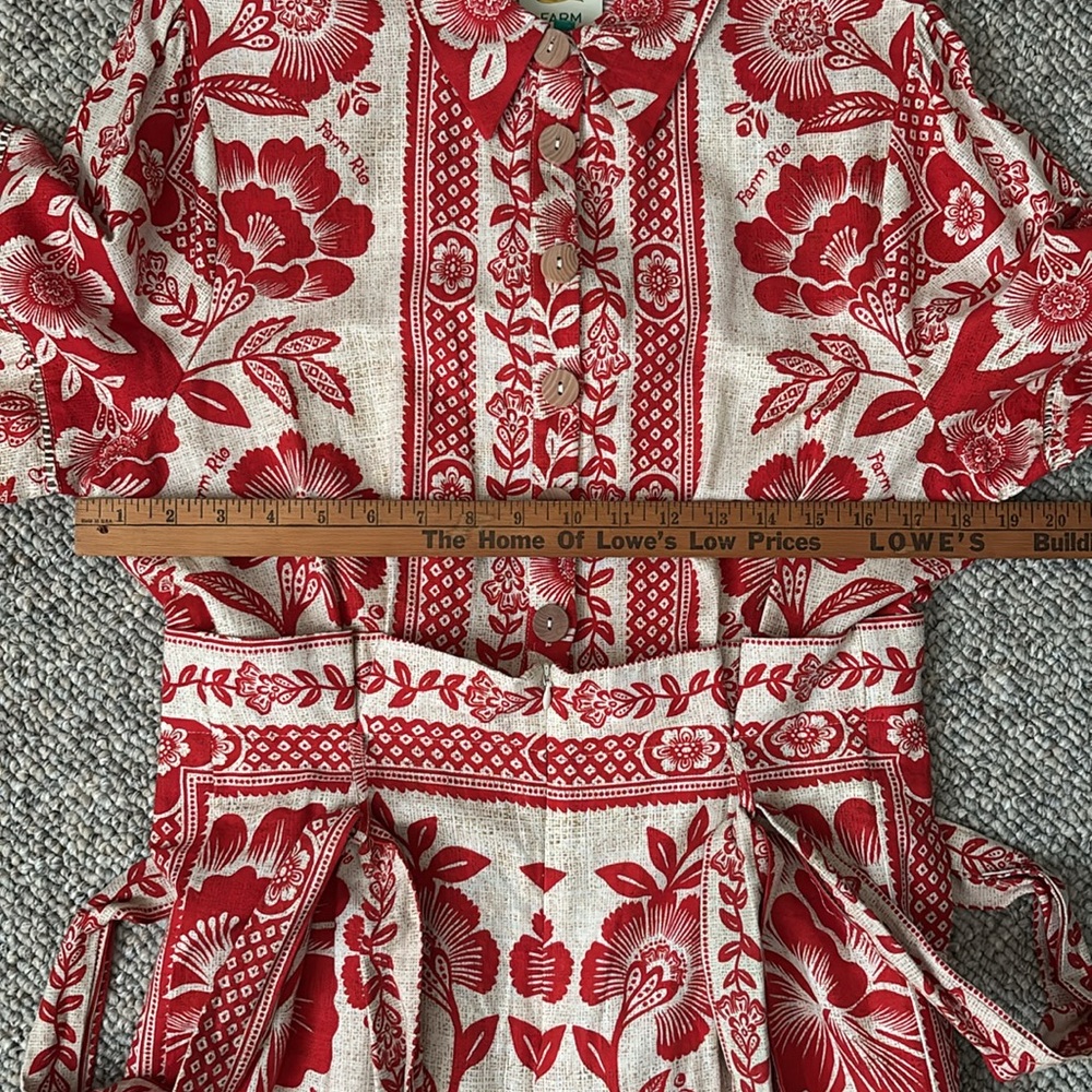 🍍HOST PICK🍍Farm Rio Red and Ivory Pineapple Print Jumpsuit - Picture 11 of 13
